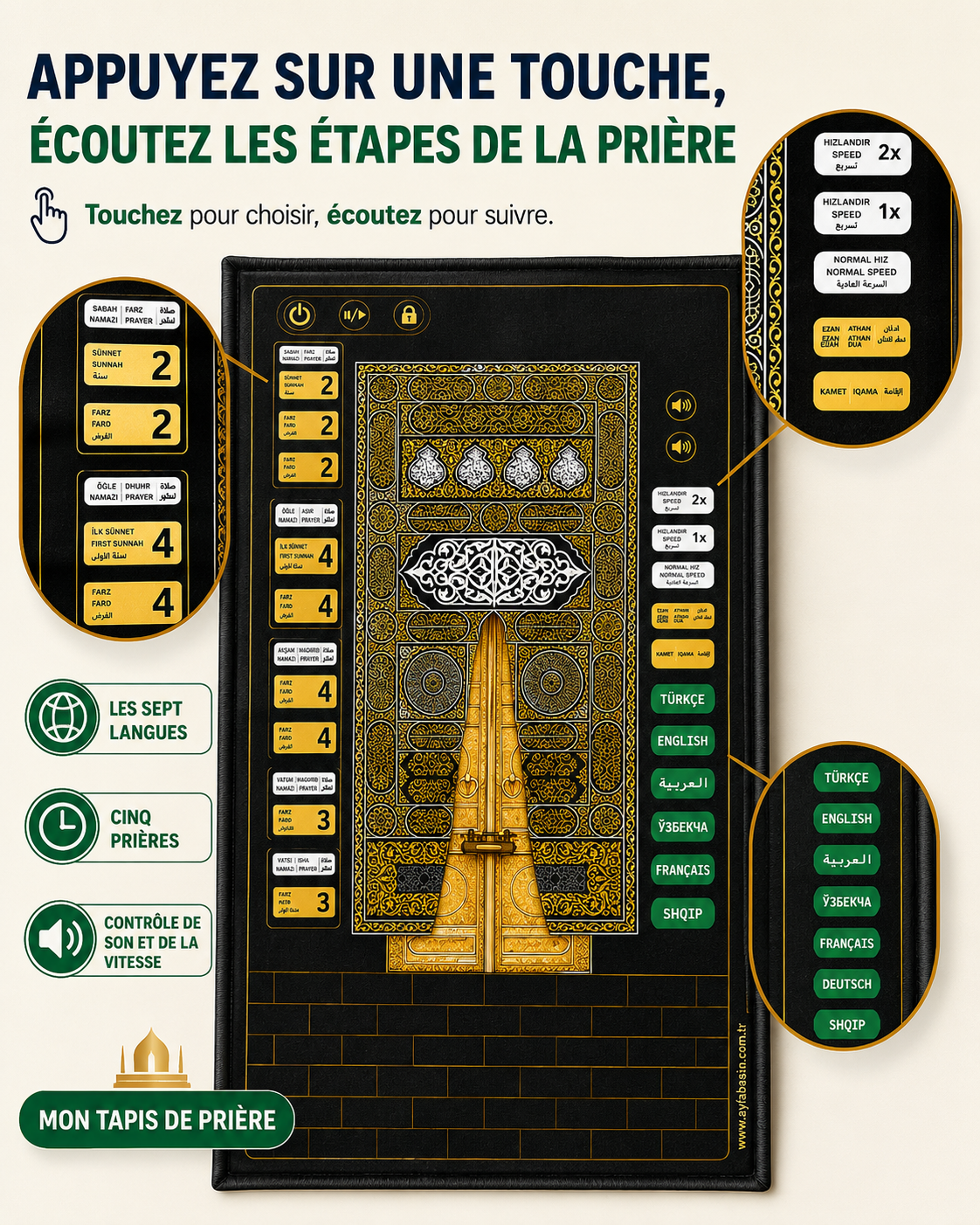 SAJDORA — Tapis de prière interactif